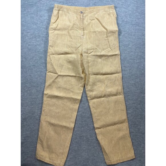 J Jill Womens Blazer Pants Set Size  M 12 Beige Yellow 100% Linen Lagenlook - Picture 5 of 10